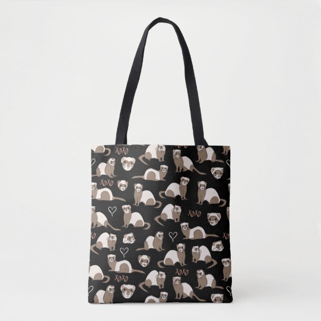 Tote Bag Love Ferrets - Noir (Devant)
