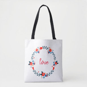 Tote Bag Love Floral Wreath