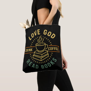 Tote Bag Love God Drink Coffee Lire les livres Amateurs Vin
