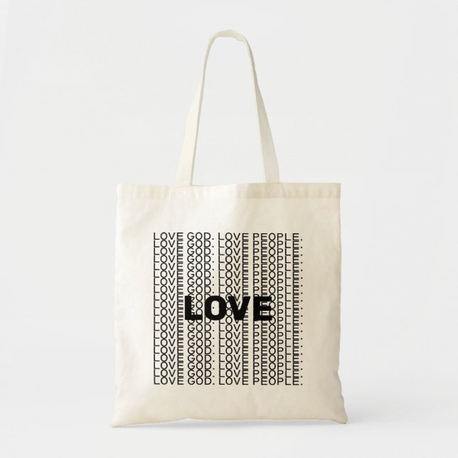 Tote Bag Love God Love People Citer Répéter le texte Christ (Devant)