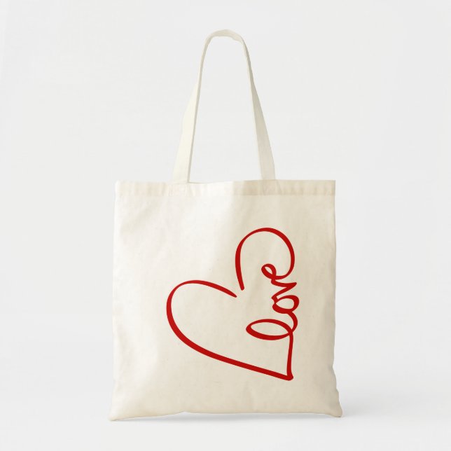 Tote Bag Love Heart Word Art Red Valentine's (Devant)