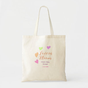 Tote Bag Love in Bloom cœur coloré baby shower nom pluie