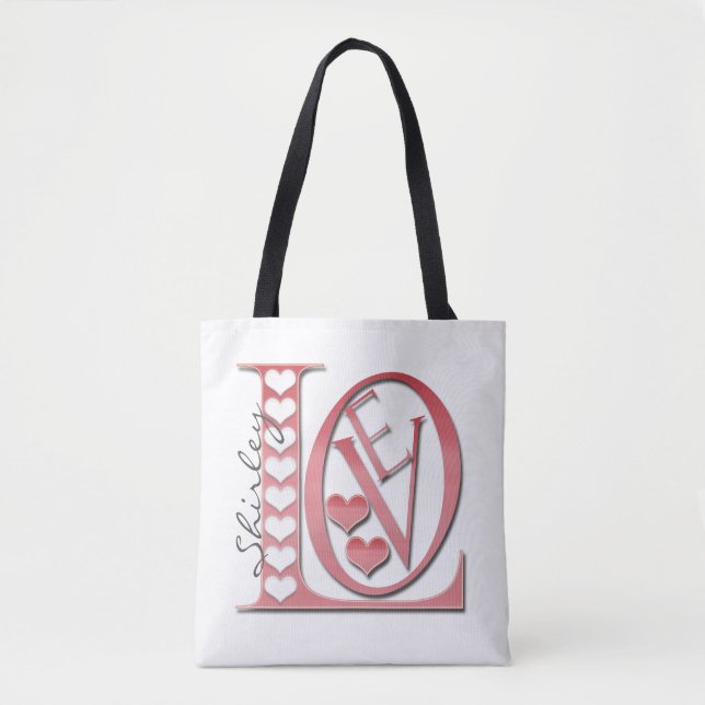 Tote Bag Love Letters with Hearts par Shirley Taylor (Devant)
