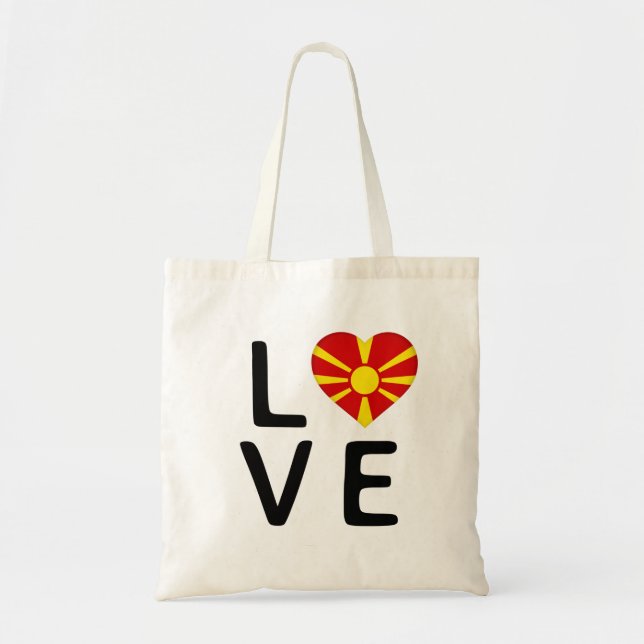 Tote Bag Love - Macédoine Drapeau (Devant)