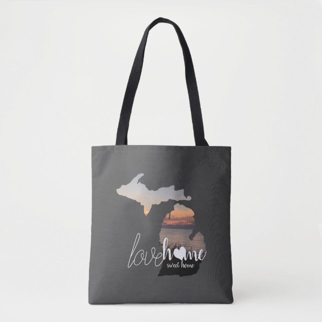 Tote Bag Love Michigan Home Sweet Home (Devant)