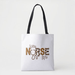 Tote Bag Love Nurse Life Cheetah 3