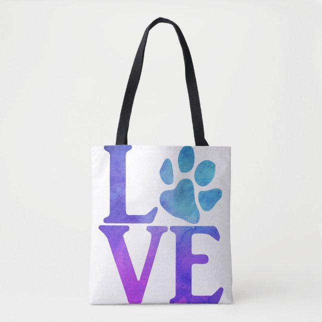 Tote Bag Love Paw Classic Bleu et violet (Devant)