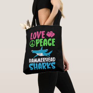 Tote Bag Love Peace Hammerhead Sharks mignonette Sea Animal