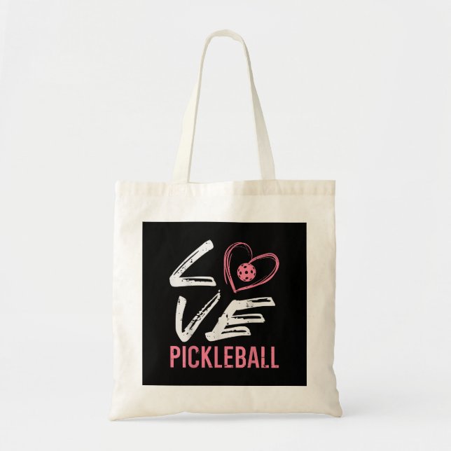 Tote Bag Love Pickleball Coeur Pickle Ball Femmes Filles En (Devant)