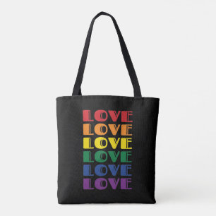 Tote Bag Love Repeating Text Gay pride LGBTQ