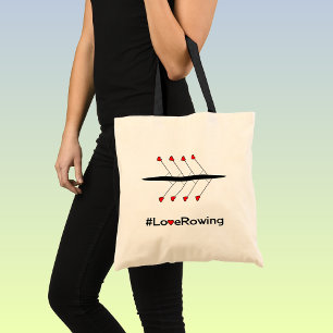 Tote Bag Love Rowing slogan et bateau