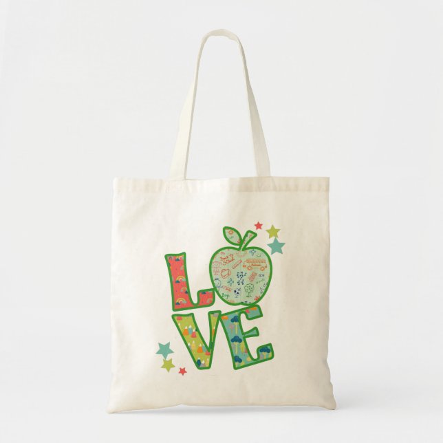 Tote Bag Love School Apple, Drake Back to School (Devant)