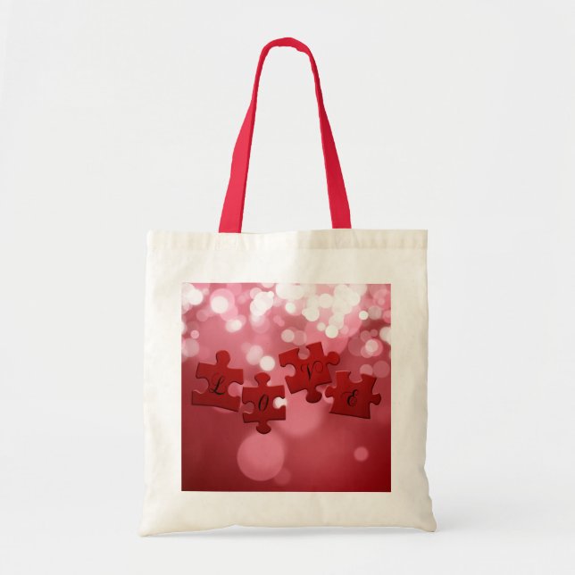 Tote Bag Love Script Puzzle Pièces (Devant)