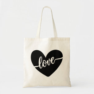 Tote Bag Love Script Typographie Coeur noir Valentine's