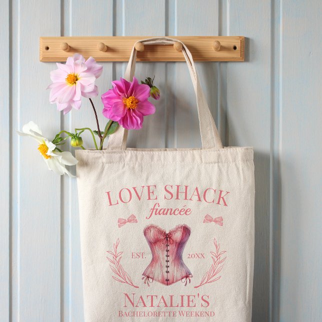 Tote Bag Love Shack Fiancée Coquette Girly Bow Bachelorette (Créateur téléchargé)