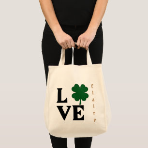Tote Bag Love Shamrock St Patricks Day Design