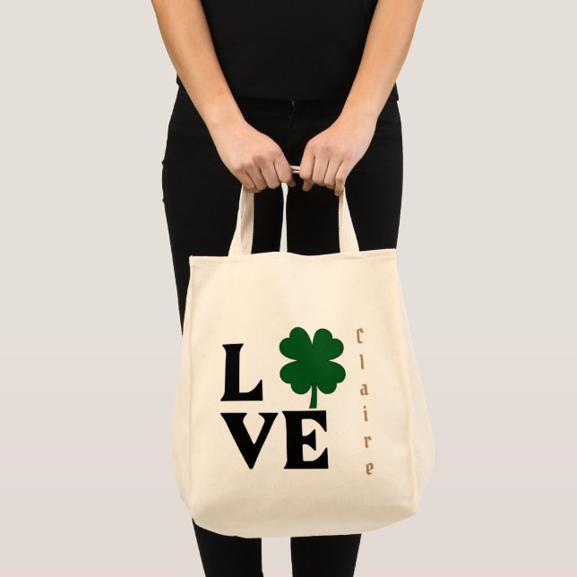 Tote Bag Love Shamrock St Patricks Day Design (Devant (produit))