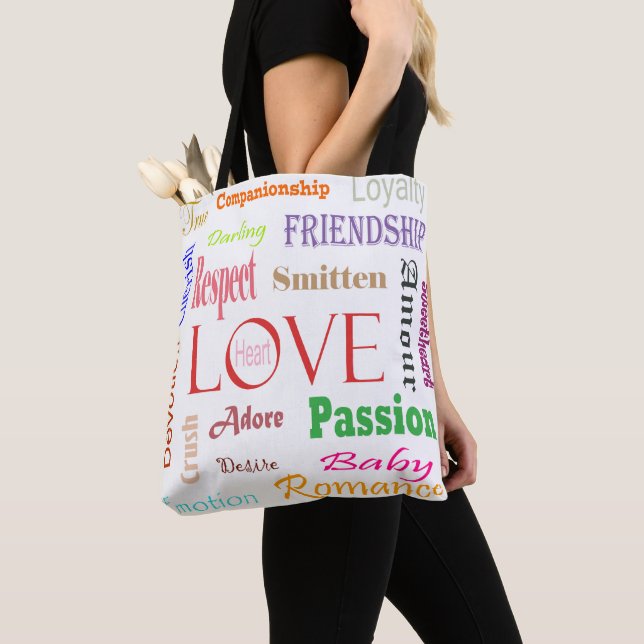 Tote Bag Love Synonyms par Shirley Taylor (De près)