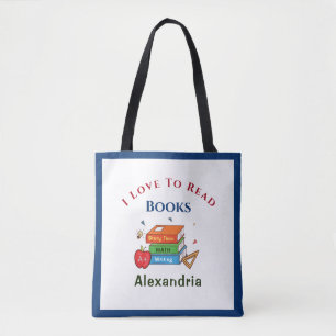 Tote Bag Love To Read Books Reader Lecture Personnaliser