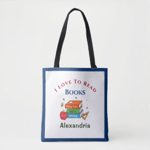 Tote Bag Love To Read Books Reader Lecture Personnaliser