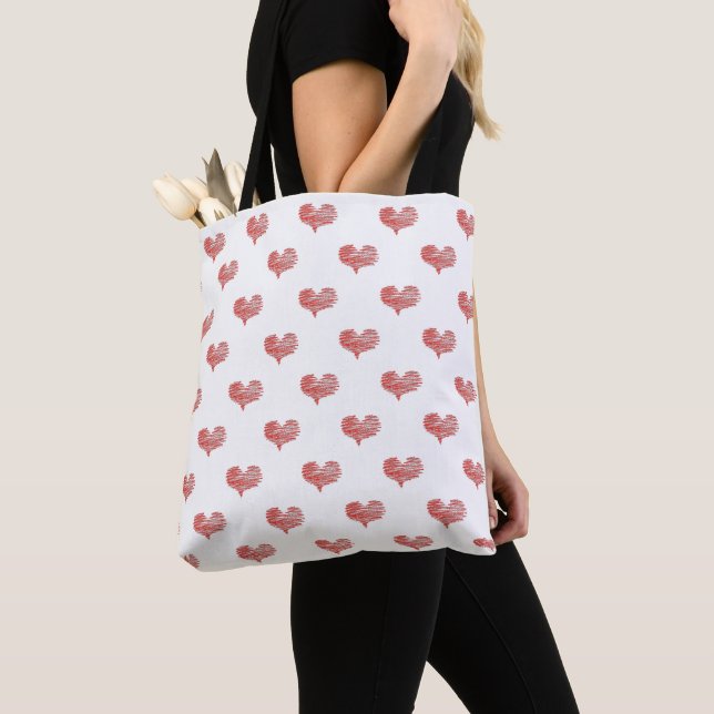 Tote Bag Love Valentine's Day Red Heart croquis (De près)