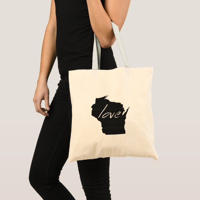 Tote Bag Love Wisconsin en forme de tableau noir Arrière -  (Devant (produit))