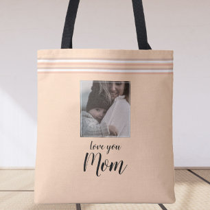 Tote Bag "Love you Mom" cadeau photo personnalisé