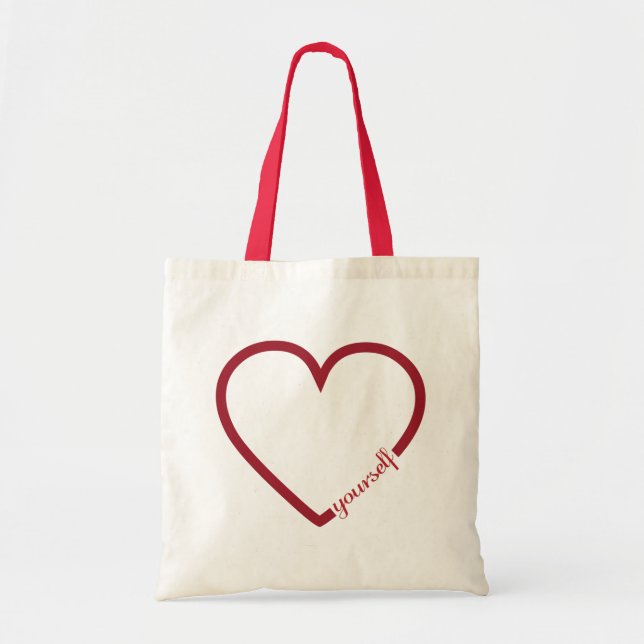Tote Bag Love yourself heart minimum design (Devant)