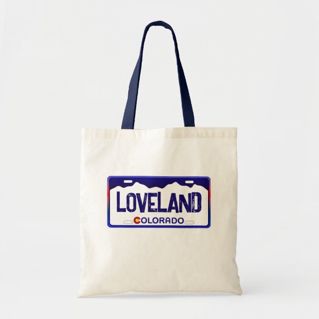Tote Bag Loveland Colorado plaque d'immatriculation bleu sa (Devant)