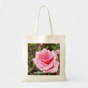 Tote Bag lovely pink rose flower with sweet hearts