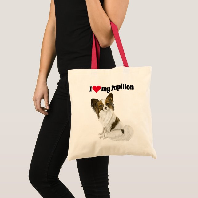 Tote Bag Lovey Papillon chien J'aime mon papillon Personnal (Devant (produit))