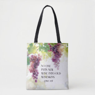 Tote Bag Luc 5:37 Nouveau vin dans Vieux Verset Bible Wines