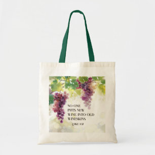 Tote Bag Luc 5:37 Nouveau vin dans Vieux Verset Bible Wines