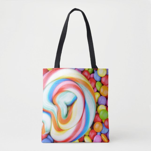 Tote Bag Lucette rayée et je-sais-tout multicolores (Devant)