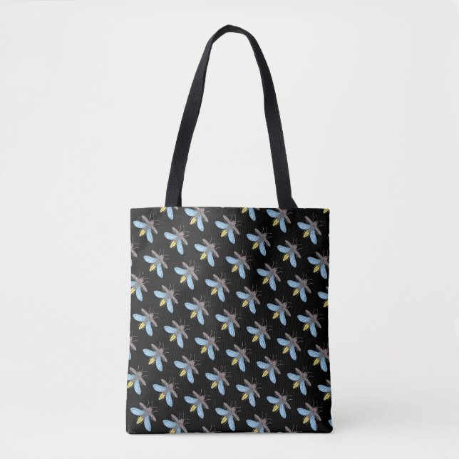 Tote Bag Luciole (noir motif) - Fourre-tout (Devant)