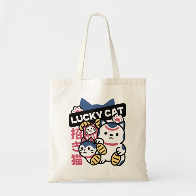 Tote Bag Lucky Cat Maneki Neko – Japanese Fortune Cat  (Devant)