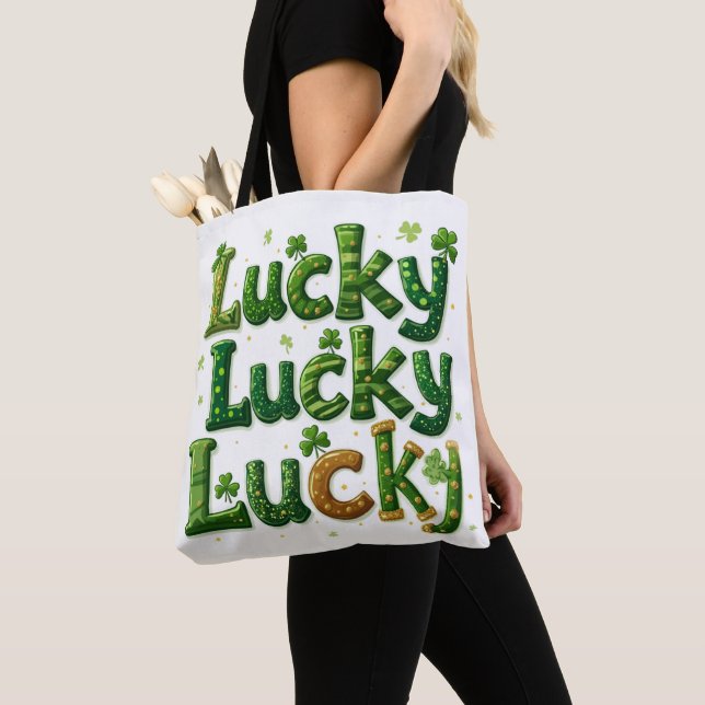 Tote Bag Lucky Clipart St. Patrick's Day Design (De près)