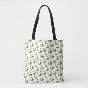 Tote Bag Lucky Golden Horseshoe avec Shamrock en blanc