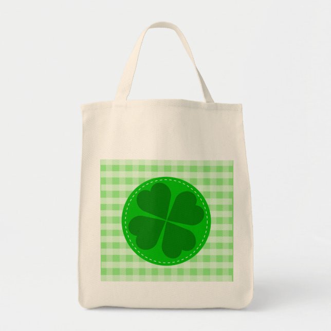 Tote Bag Lucky Shamrock Green À damiers (Devant)