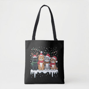 Tote Bag Lumière de Noël de chat Renne Père Noël Amateur de