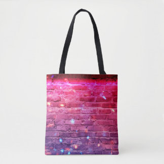 Tote Bag Lumière néon : mur de brique vide.