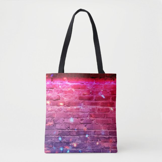 Tote Bag Lumière néon : mur de brique vide. (Devant)