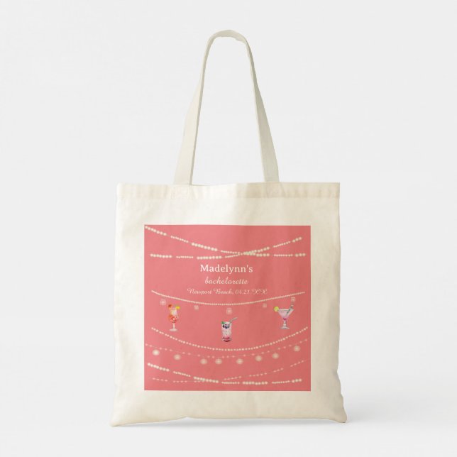 Tote Bag Lumières de fête rose personnalisées pour l'enterr (Dos)