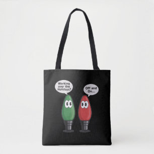 Tote Bag Lumières de Noël Blague Ampoule Fonctionne Éteinte