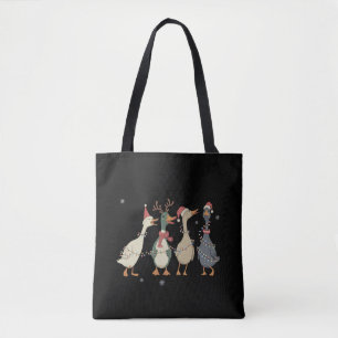 Tote Bag Lumières de Noël Canards Animaux Drôles Amoureux d