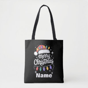 Tote Bag Lumières de Noël Chapeau de Père Noël Cadeau Perso