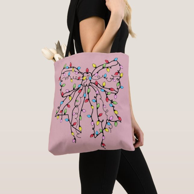 Tote Bag Lumières de Noël Coquette Bow (De près)