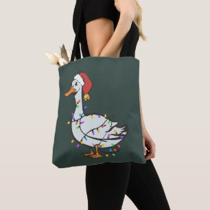 Tote Bag Lumières de Noël de l'oie idiote drôle de canard X
