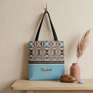 Tote Bag Lumières éthériques Jaune, Orange, Bleu & Noir