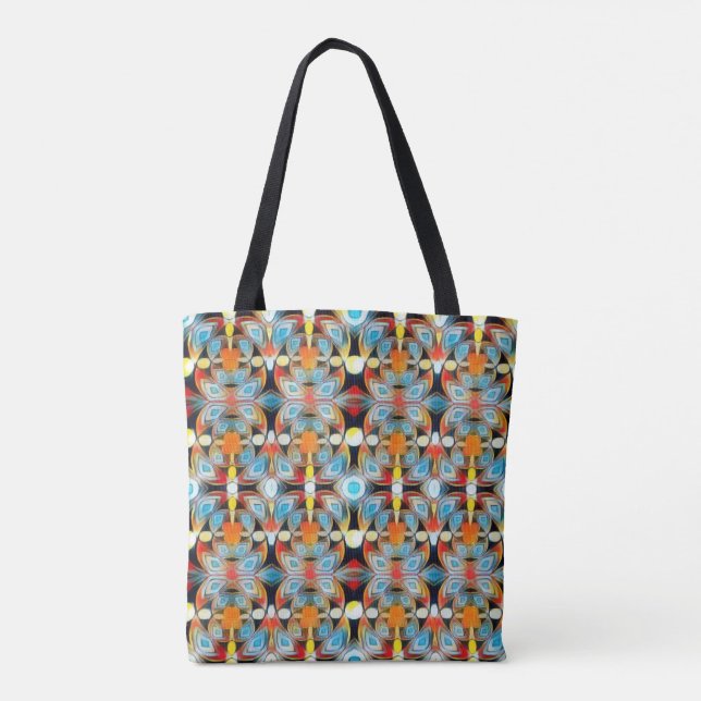 Tote Bag Lumières Ethermiques Bleues, Rouges, Oranges et Ja (Dos)